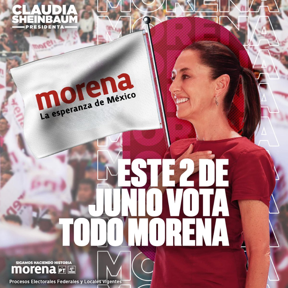 ¡Buenos días!

¡Qué se haga costumbre hacer el recordatorio todos los días hasta el 2 de junio!

#Vota2deJunio 
#ClaudiaPresidenta2024