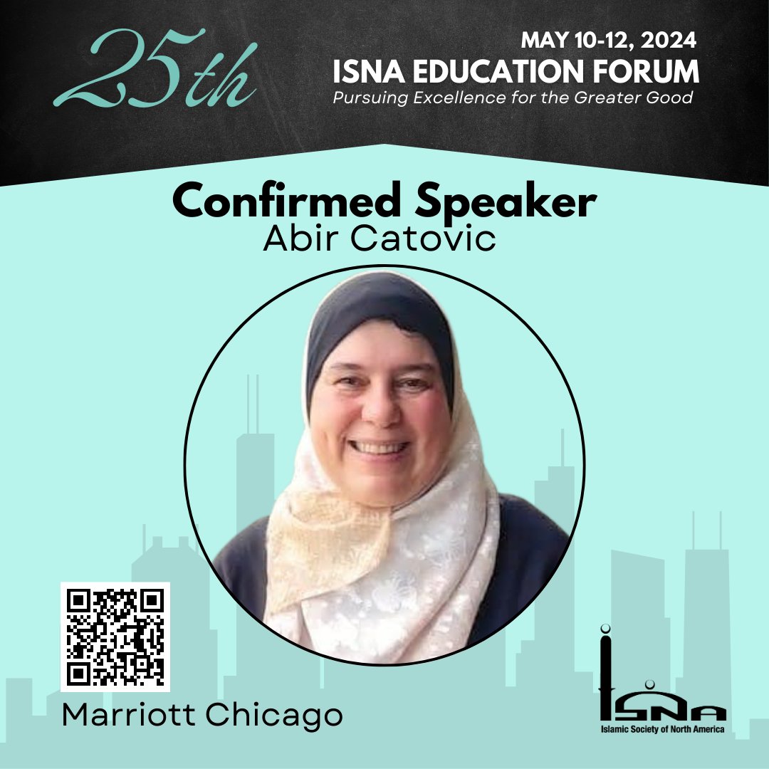 Abir was voted one of the top three Islamic educators in North America in 2017 and she received the New Jersey State Governor’s Jefferson Award in Education in 2021.

#25thISNAEducationForum #FutureOfLearningISNA #ISNAEdForum2024 #LearningTogetherISNA #ISNASupportsEducation