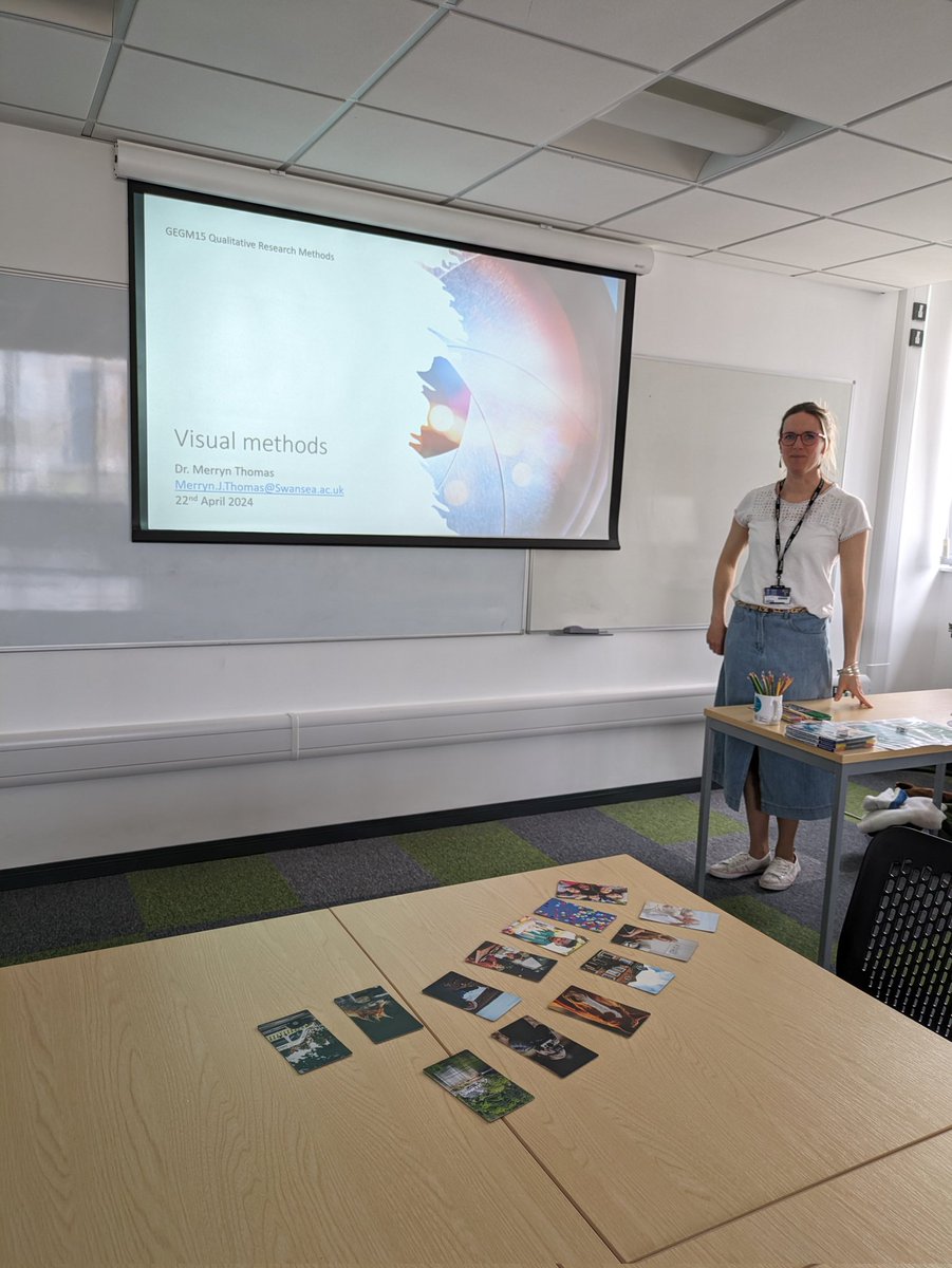 A workshop on visual methods for the @swanseageog Qualitative Research MSc module is happening now. @MerrynThomas is using some of the work developed through OPTIC