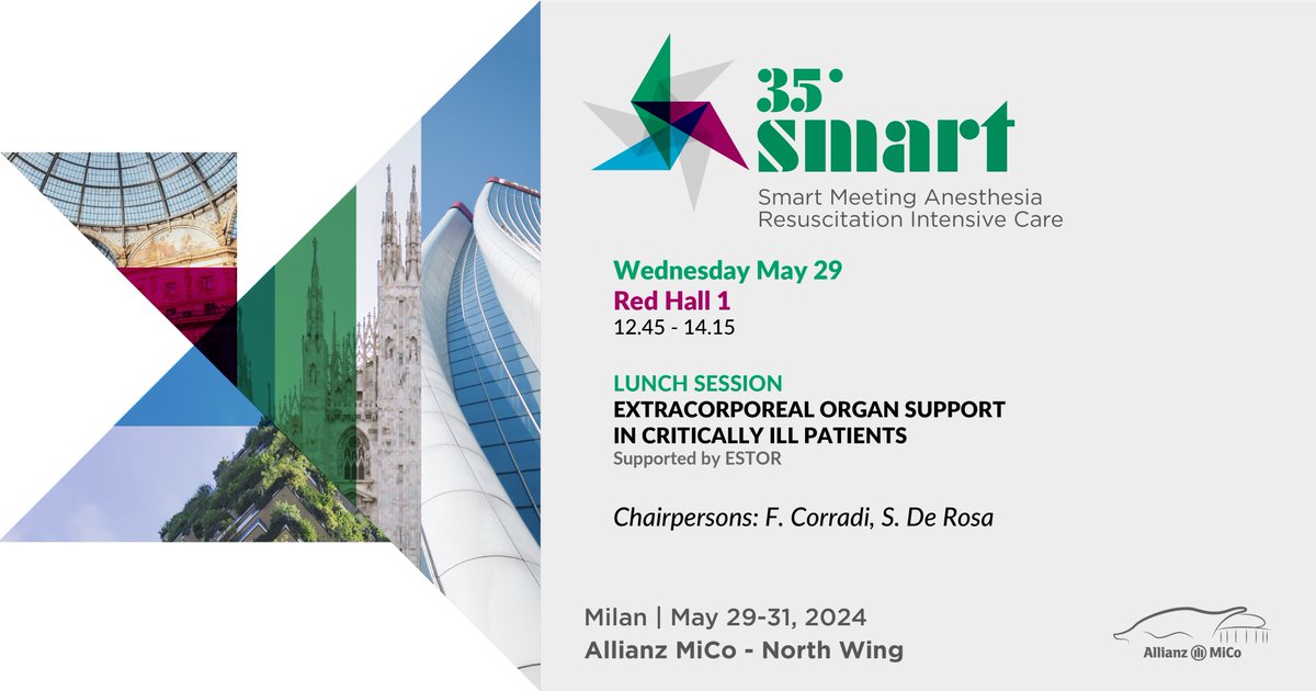 35° SMART LUNCH SESSION EXTRACORPOREAL ORGAN SUPPORT IN CRITICALLY ILL PATIENTS. Supported by #ESTOR Program: rb.gy/u94er5 Join Us: rb.gy/oj0d03 #SmartMi2024 #Milano