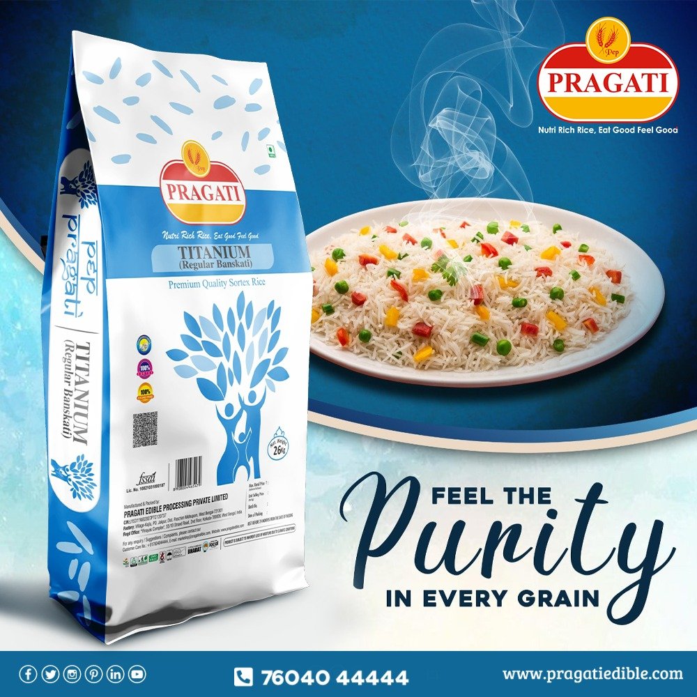 Taste the difference with 𝐏𝐫𝐚𝐠𝐚𝐭𝐢 𝐑𝐢𝐜𝐞, the epitome of purity in every grain!!🌾😋

For free home delivery of 𝐏𝐫𝐚𝐠𝐚𝐭𝐢 𝐑𝐢𝐜𝐞 in Kolkata, send a WhatsApp message on 7604044444 or click bit.ly/4417Pez  

#Pragati #Rice #NutriRichRice #PragatiRice