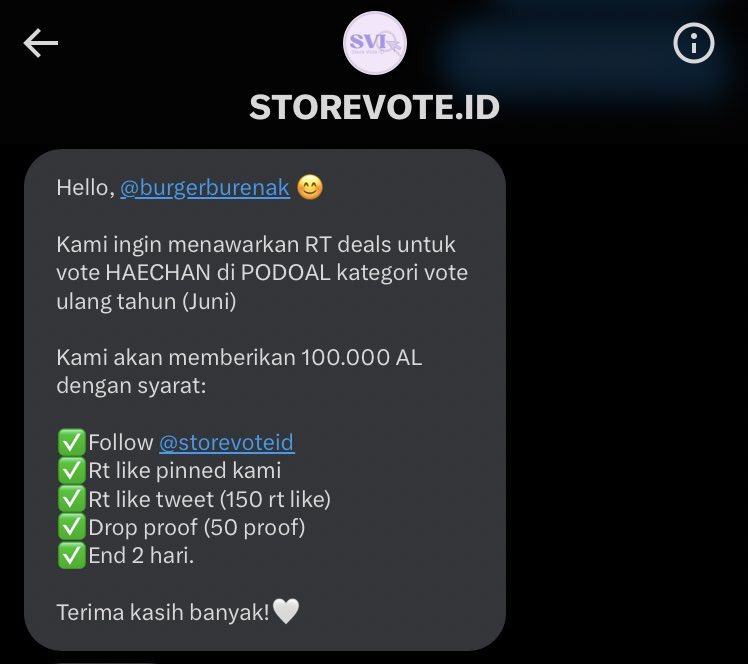 burgerburenak's tweet photo. 🍇PODOAL DEALS FOR #HAECHAN 🐻

🍇 100.000 AL

RULES : 

✅Follow @storevoteid 
✅Rt like pinned @storevoteid 
✅Rt like tweet (150 rt like)
✅Drop proof (50 proof)
⏰End 2 hari https://t.co/WbEtZ7hbdL