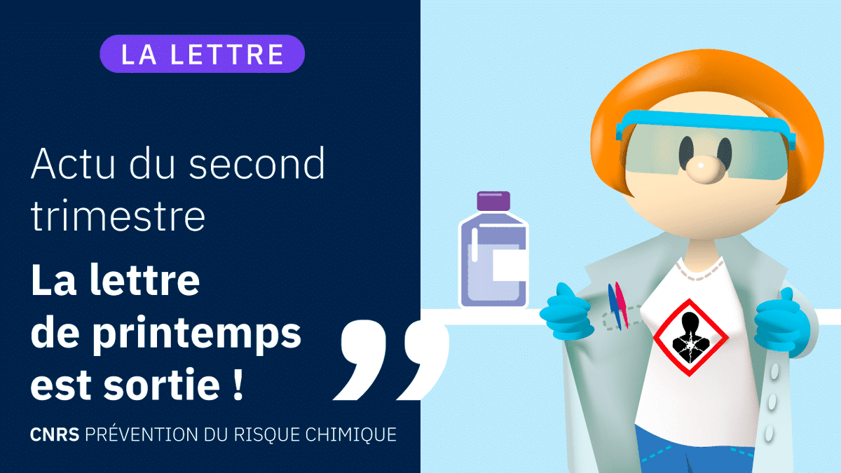 La lettre de printemps est parue ! Au sommaire, notre liste des substances CMR mise à jour et notre rendez-vous au prochain salon Préventica à Strasbourg | <a href="/CNRSchimie/">CNRS Chimie</a> <a href="/Preventica/">Préventica</a> 
urlz.fr/qmNa