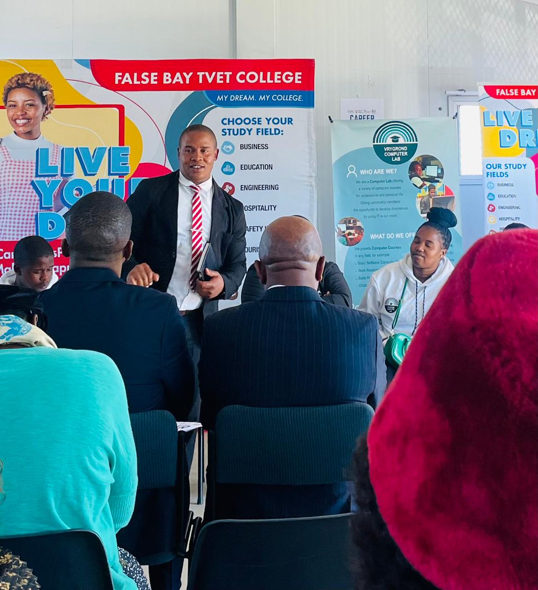 Mr. Arthur Ketile from our marketing department and Mr. P. Walker from our #FishHoek campus were at The Old Apostolic Church yesterday, Sunday, April 21, 2024, for a Career Exhibition Expo at the Old Apostolic Church Hall, in Capricorn.

#CareerExpo #Education #Capricorn