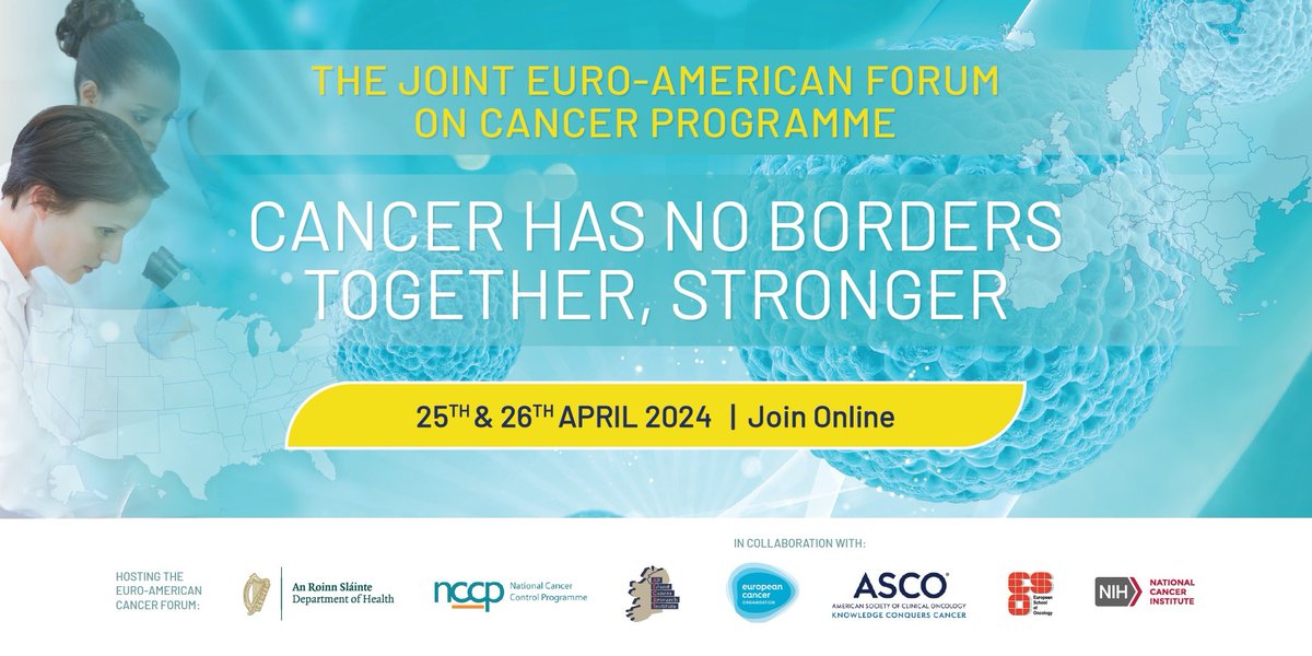 📢 Calling all global leaders in cancer research, advocacy, and policymaking! Don't miss the chance to be part of the Joint Euro-American Forum on Cancer, happening on April 25-26th. Register now and join us online! tinyurl.com/2wxeeemj #CancerHasNoBorders #TogetherStronger