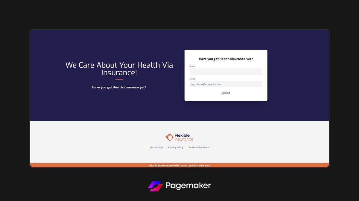 Capture lead information on your landing page with our Tailwind CSS form block design, 'Kyle'.

Preview link: flexible.pagemaker.link

#Insurance #Healthcare #Form #WebsiteBuilder #WebDesign #NoCode #LeadGeneration #capture