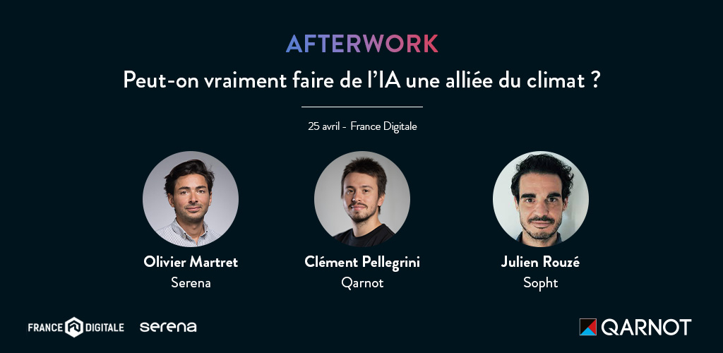 [#Event] Afterwork Serena x @FRdigitale : Peut-on vraiment faire de l'IA une alliée du climat ? Retrouvez-nous à l’afterwork dédié à l’IA et à la Climate Tech, le 25 avril prochain. Clément Pellegrini, CTO et co-fondateur chez @Qarnot, interviendra aux côtés de Olivier Martret,…