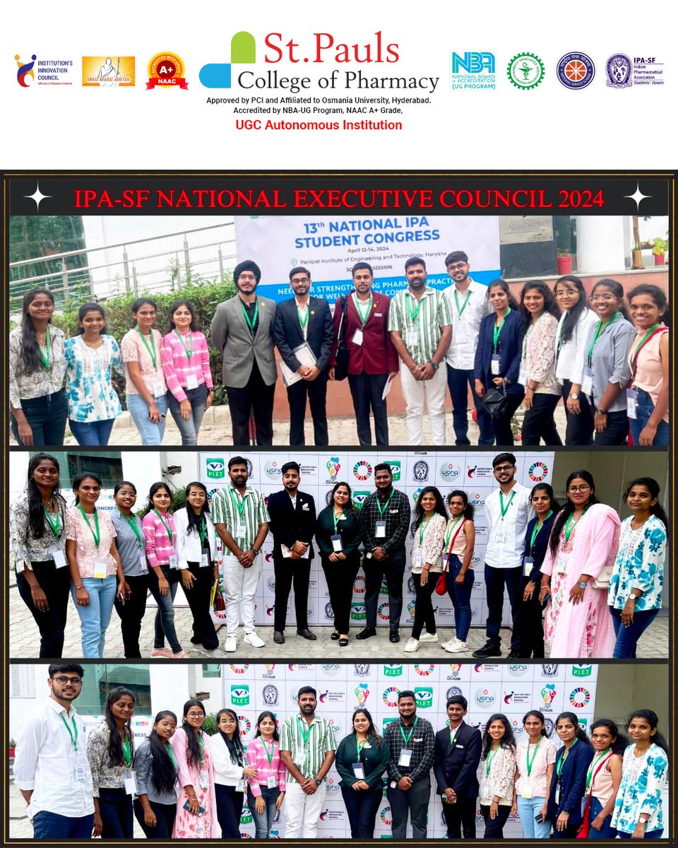 stpaulspharmacy's tweet photo. A Hearty #Congratulations to Almala Aiman #PharmD second year for receiving #FirstPrize 🏆 in #PosterPresentation &amp; Aastha Thakur Pharm D Second year for receiving the #SecondPrize 🏆 in #SingingCompetition organised as a part of #CulturalActivities at the #Event.

#IPASF #IPA https://t.co/vL25J6TXVD