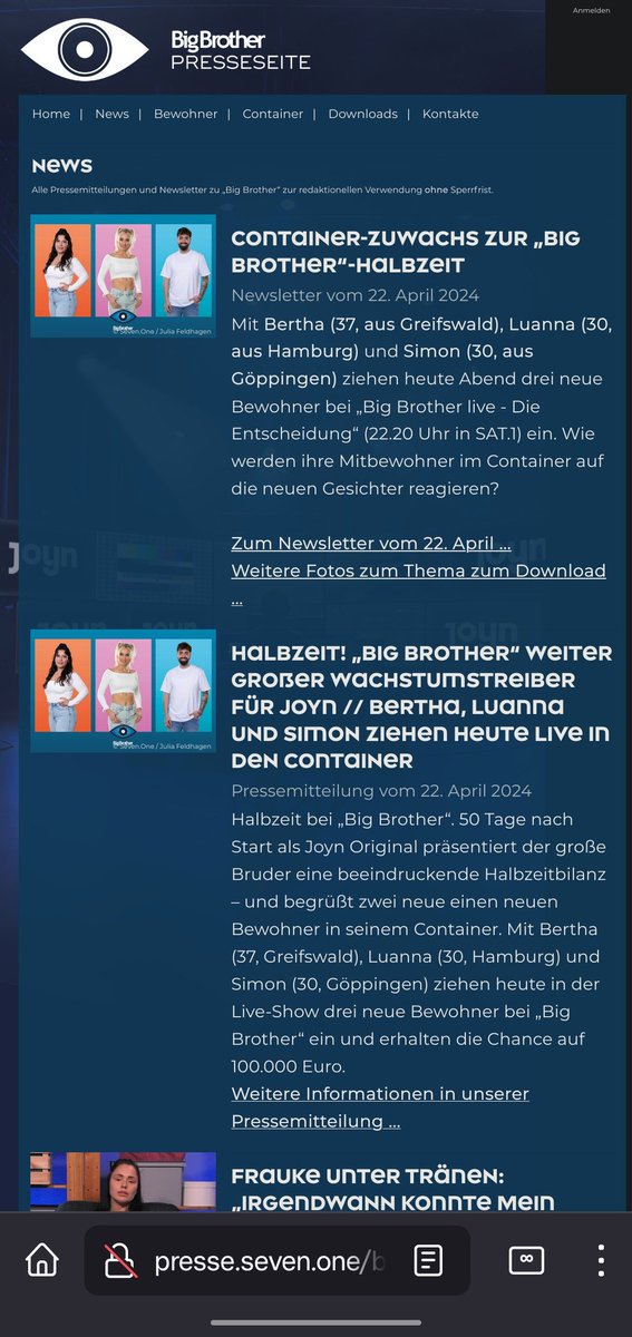 P7S1: Wie hässlich und unleserlich soll die Schriftart für die Überschriften beim #BigBrotherDE-Newsletter sein?
Joyn: Ja