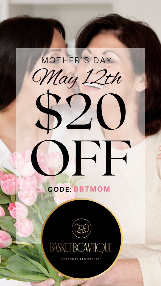 BasketBowtique's tweet photo. ICYMI: We’ve got you covered this #mothersday 💐 Now until May 1st, order your “Hey Mama” #mothersdaygift and get $20 off each basket with promo code: BBTMOM plan ahead and customize her day! Whether it’s delivered locally or shipped nationwide, we will make sure it’s on time! https://t.co/J9zapkZLUT