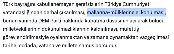 Bahçeli'nin Mehmet Şimşek'i hedef aldığı açıklamada DEM Parti bölümü de var. Akla ilk gelenin 'mallarına mülklerine el konulması' olması ne kadar tanıdık. Tarih kadar eski.