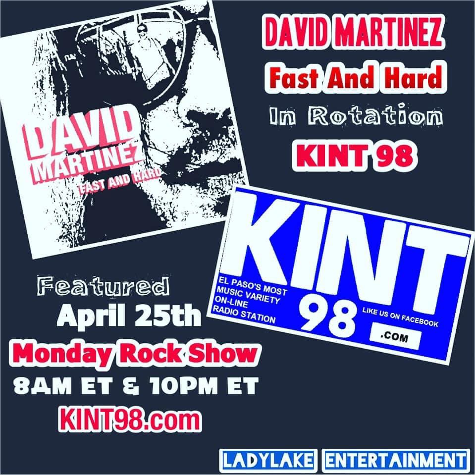 LadyLakeMusic's tweet photo. ⭐️🎸🎶 Rockin’ the Airwaves!! Great #radio debut memory with #KINT #ElPaso #TX showcasing @davidmartinezmu “Song of the Summer” #FastAndHard #inrotation @LadyLakeMusic #PR #supportindie #indiemusic https://t.co/4ch7l6UjhE
