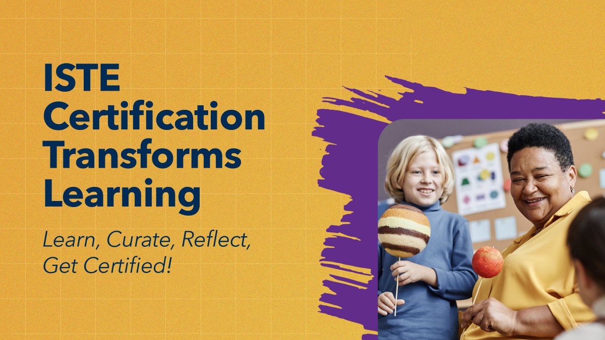 ISTE_ASCD's tweet photo. Ready to stretch yourself as an educator and enhance your skills for the benefit of your school 🤔? Pursue #ISTECertification. This internationally recognized credential focuses on pedagogy, emphasizing practices over tools or devices to elevate your educational practice. 

For a limited time, take $50 off individual enrollment with promo code GET50: https://t.co/48YmQPy7Mx. #DigitalLearning #EdTech
