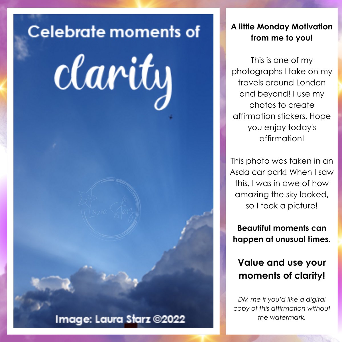 LauraLazzo's tweet photo. #MondayMotivation #MondayMood #Affirmations  #FromMyHeartToYours #CelebrateMoments #Strength #InnerStrength #Clarity #Vision #2020Vision #SpiritualClarity #SeeClear #POTD #ITookThis #Travels #Handmade #Sticker #HandmadeStickers #SmallBusiness #MadeWithLove https://t.co/euPmf2TVAR