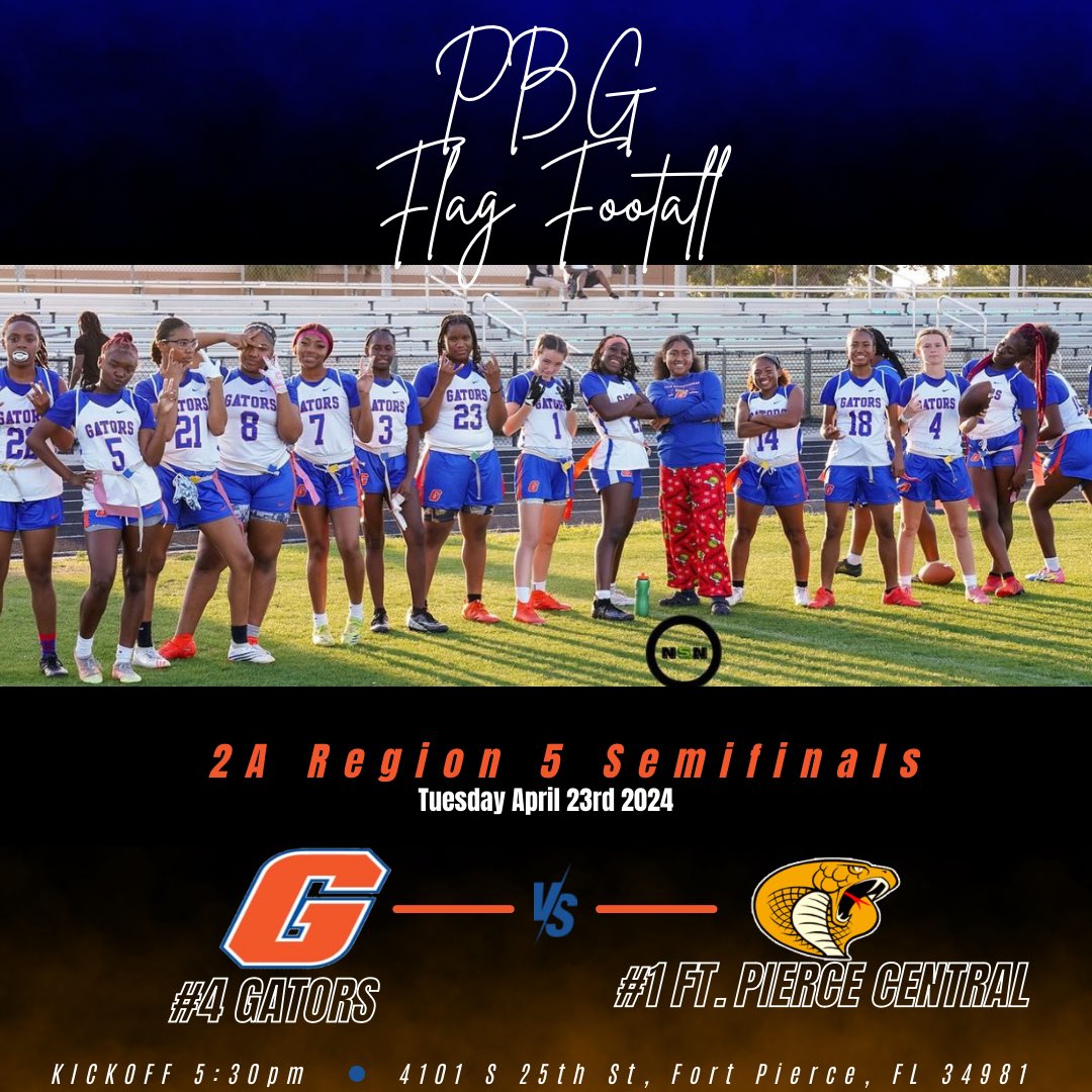 ROUND 2 In the 2nd round of the playoffs the Gators are on the round for a Regional Semifinal matchup against the Ft. Pierce Central Cobras, Tuesday April 23rd! Kickoff is at 5:30PM. Purchase tickets on GoFan.co! #GPack #Believe #NextPlay