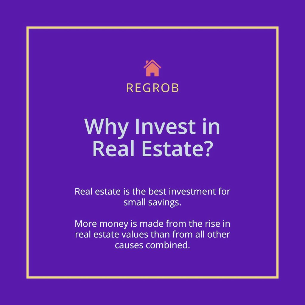 Real estate is the best investment for small savings. 

More money is made from the rise in real estate values than from all other causes combined. Real estate is a smart investment for small savings.
.
.
👌💰 #RealEstateInvesting  #WealthBuilding #regrob