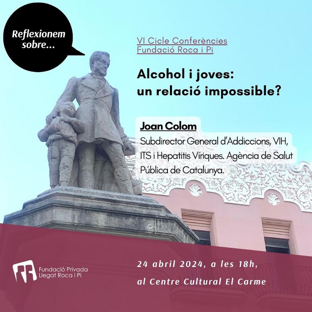 “Alcohol i joves”: conferència de Joan Colom, subdirector general d’Addiccions @salutcat 🗓️ 24 abril 🕕 18:00 📍 Centre Cultural El Carme #Badalona Entrada lliure