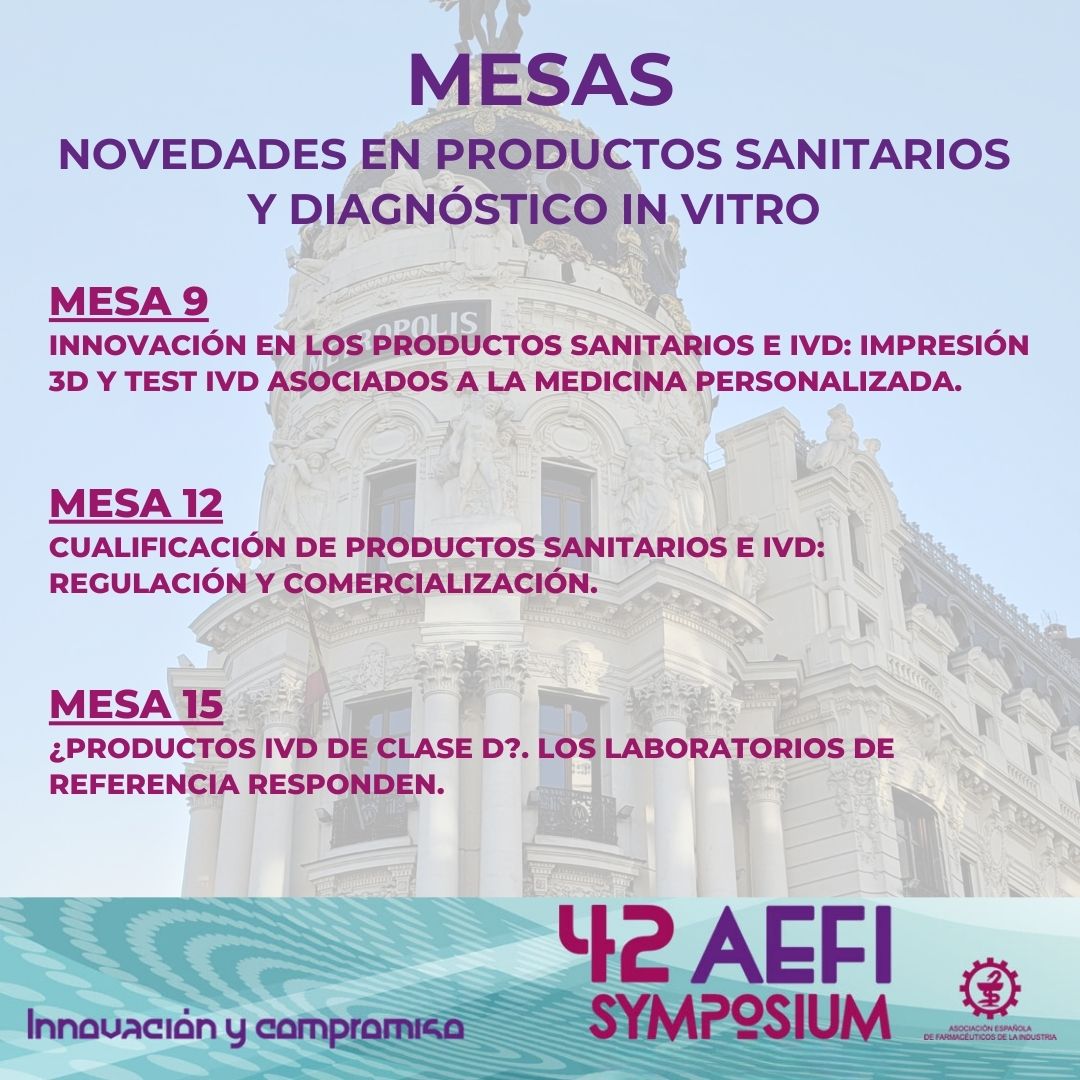 AEFI_es's tweet photo. ¡Descubre las últimas novedades en productos sanitarios y diagnóstico in vitro! Innovación, retos y nueva legislación están transformando el sector de la salud. Únete a nuestro 42 symposium para conocer más. 🌟🔬

#AEFI #42symposiumaefi #industriafarmaceutica https://t.co/QWGX4rBEMI