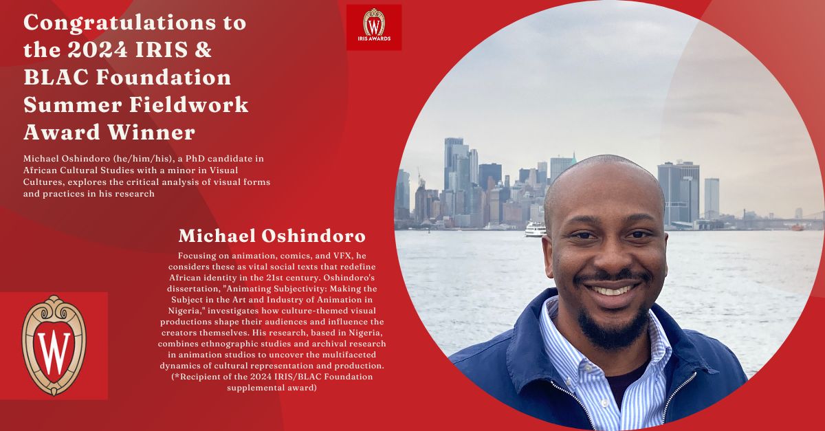 Introducing Michael Oshindoro, recipient of the 2024 IRIS/@BLACFndn supplemental award, supporting his summer research. Learn more: iris.wisc.edu/the-2024-iris-…… 🏆💡 #IRIS #blacfoundation #GraduateResearch 📚
