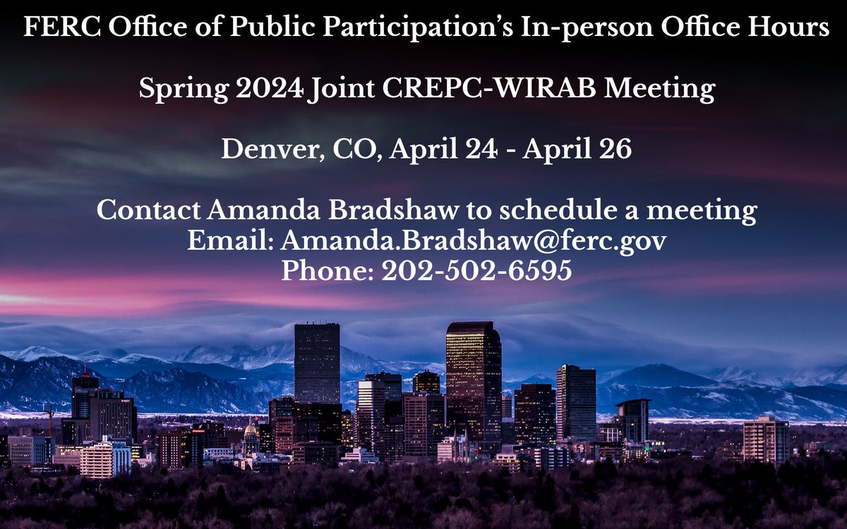 We are excited to be in Denver, Colorado this week starting on Wednesday, April 24 for the Spring 2024 Joint CREPC-WIRAB Meeting! We’ll be talking with state and provincial representatives and stakeholders, market committees, and other attendees. #EnergyTwitter #EnergyEducation