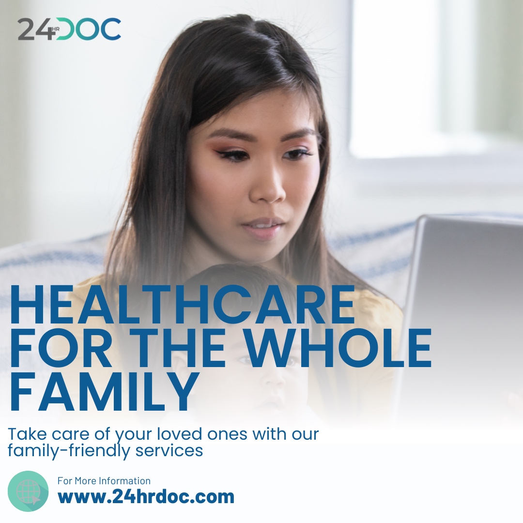 Keep your family healthy and happy with 24hrdoc's family-friendly healthcare services. Consult with our doctors anytime, anywhere. #FamilyHealth #HealthcareForAll #FamilyWellness #24hrdoc