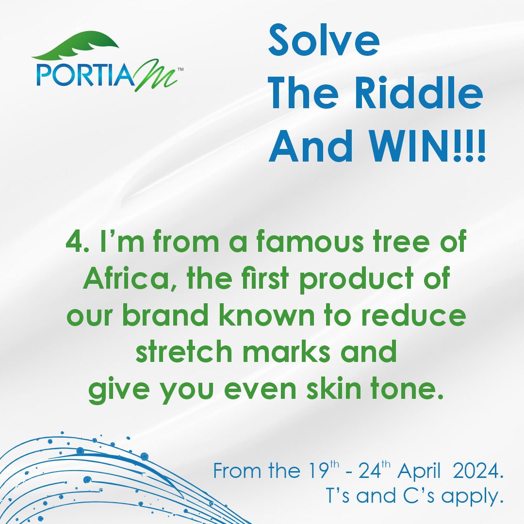 Day 4 of our riddle competition 🥁✨

-Comment with your answer 
-Like and RT this post 
-Follow our page to win 👏

T’s and C’s apply 

#portiamskincare 
#sharetheglow