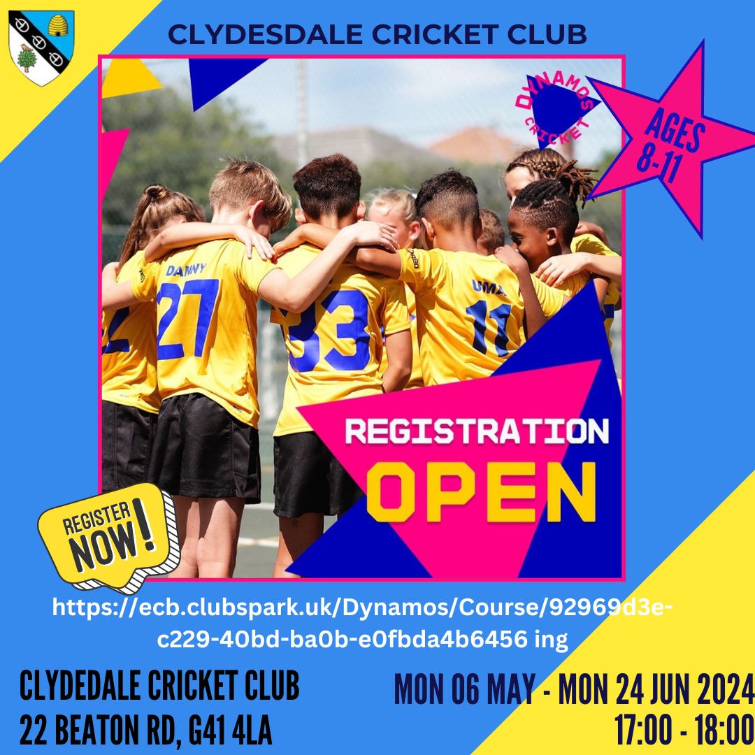 Cricket for all primary aged pupils at Clydesdale Cricket Club. @AnnetteStreetPS @BattlefieldPS @BlackfriarsP @cuthbertsonpri @LangsidePri @Shawlands_pri @StFrancis_PS