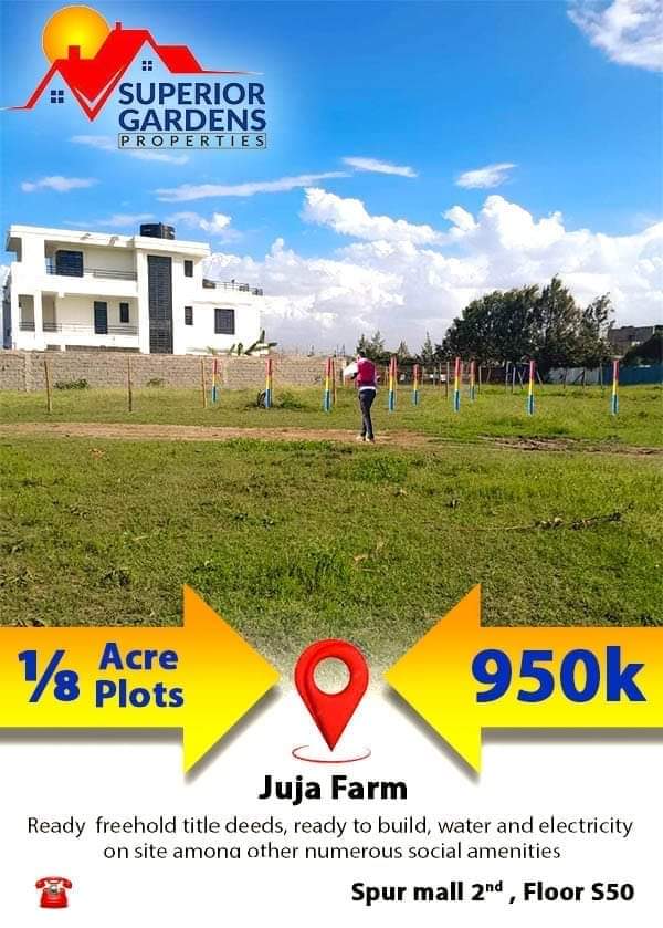 Just 3km from Juja farm, seize this opportunity at an offer price of 950K. #R1300Gs_ke
#MakeLifeARide
#SpiritofGs
 #jujafarmplots #PatiaRohoAmani #SuperiorGardensproperties
Coventry Onana Ten Hug
Venezuela Navy Maguire #Earthday