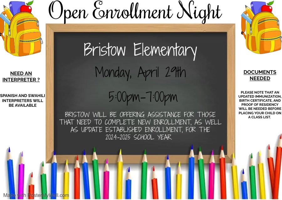 april matlock (@matlockapril) on Twitter photo Come join us <a href="/bristowelem/">Bristow Elementary</a> for enrolling your child for the 24/25 school year. Your child must be 5 before 8/1/19. See you there! Come join us <a href="/bristowelem/">Bristow Elementary</a> for enrolling your child for the 24/25 school year. Your child must be 5 before 8/1/19. See you there!