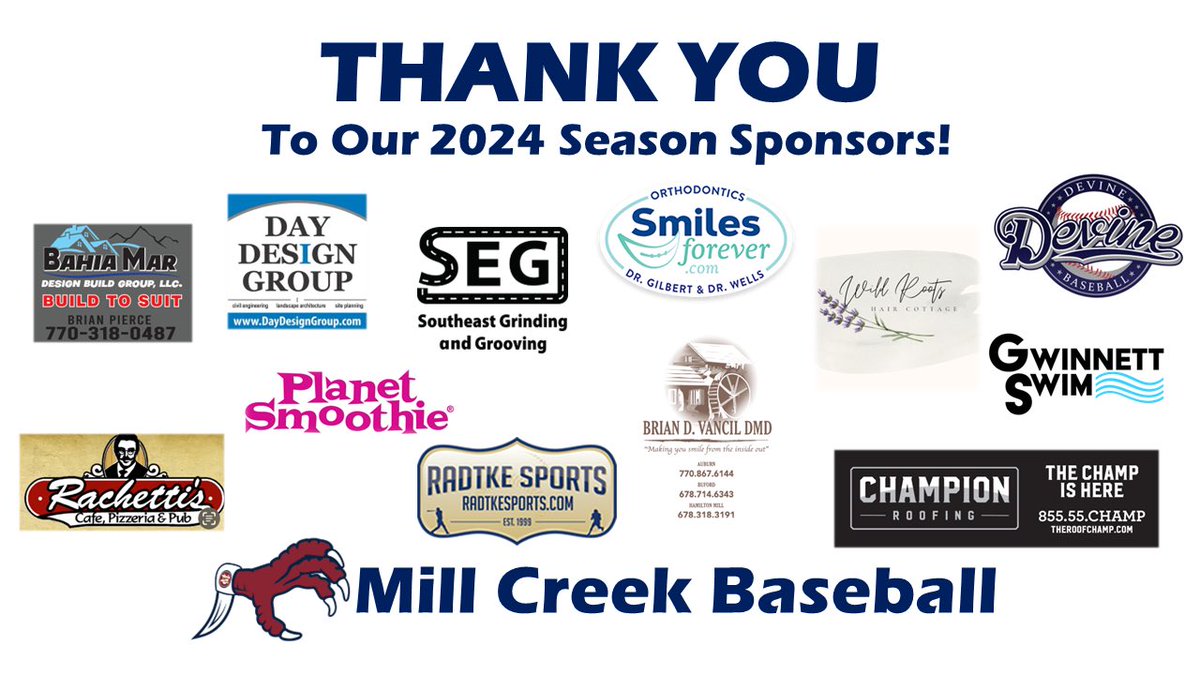 As we prepare for playoff baseball, the Mill Creek High School Baseball program would again like to thank our 2024 sponsors for their support this season. #mchawksbaseball