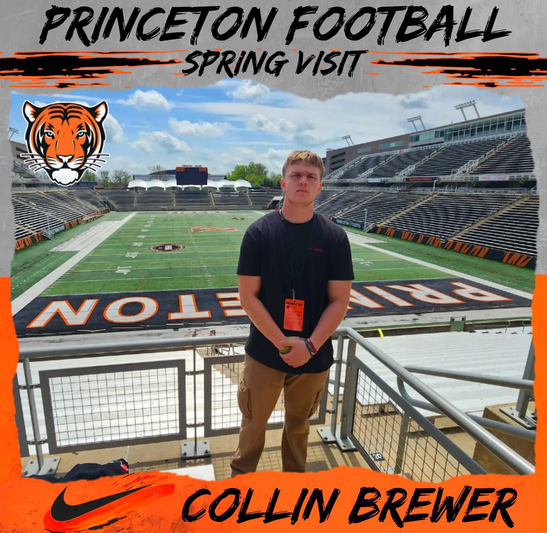 collin44brewer's tweet photo. Had a great spring game and visit this weekend @PrincetonFTBL.  Thanks for having me @CoachBobSurace @CoachCuevas78 @SVerbit 
@ColonelAthletic @RivalsFriedman @FTRreport https://t.co/1Un0idpcTZ