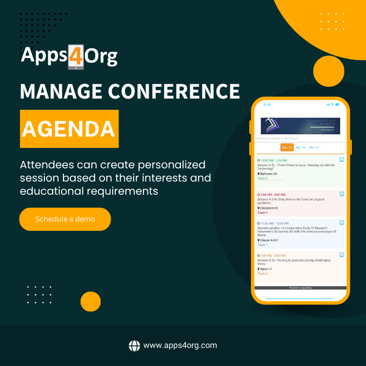 Manage conference agenda 

#Apps4Org #EventsLite #Conferenceagenda #AttendeeRegistration #Eventsponsors