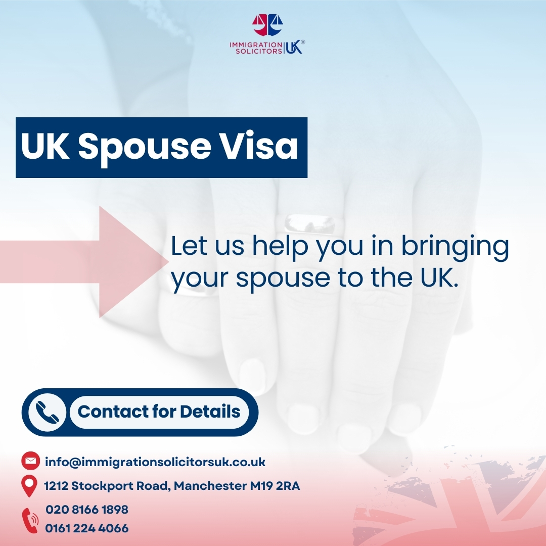 Planning to unite with your partner in the UK? 

Let Immigration Solicitors UK guide you through the UK spouse visa process. 

0161 224 4066
020 8166 1898

#UKSpouseVisa #SpouseVisa #FamilyVisa #UKVisa #FamilyReunion #ImmigrationSolicitorsUK #LoveKnowsNoBorders