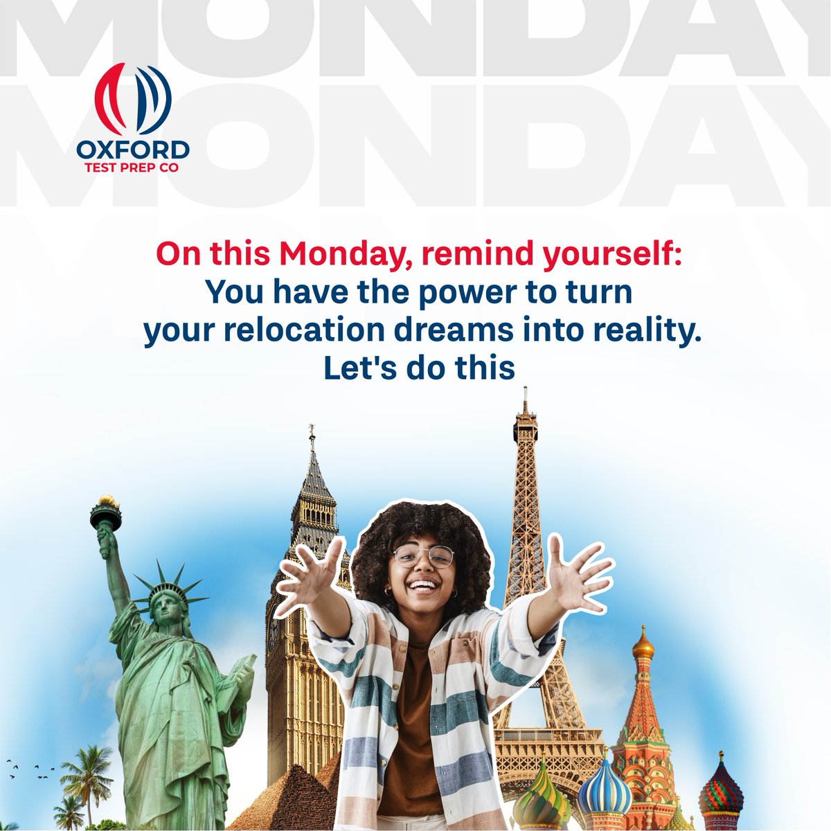 OxfordTestPrep's tweet image. Let's kick off the week with determination and purpose. Together, we've got this!

#MondayMotivation #RelocationGoals #DreamBig #OTPC #studyincnada #studyinuk #studyintheusa