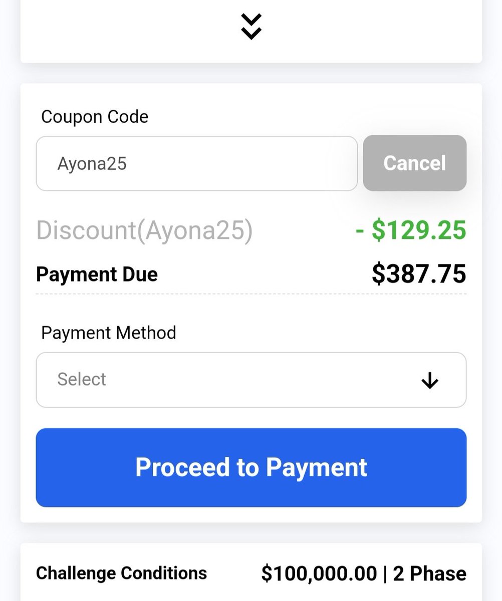 There we are , Purchase your 100k 2 Phase challenge acc Only with $387. after applying the discount code givin below, Signup + Discount Link: go.bullo.ai/signup/?referr… Apply discount code 'Ayona25' and get 25% off on all challenge types/acc sizes Wanna know advantage after to