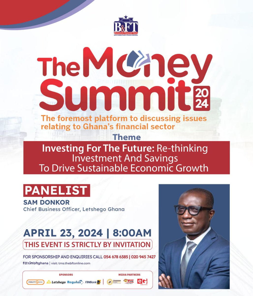 We are thrilled to share that Letshego Ghana is proudly co-sponsoring The Money Summit, happening tomorrow! Get ready to dive deep into the dynamic world of finance with us as we explore the theme: 'Investing for the Future: Re-thinking Investment and Savings to Drive…