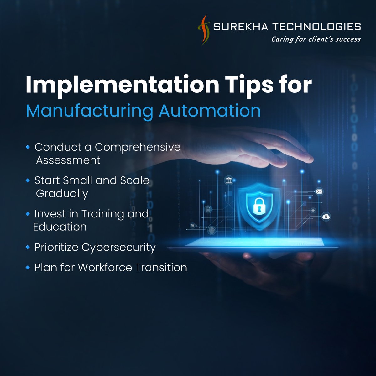 Discover how #manufacturing automation boosts productivity, improves quality, and reduces costs! Learn more about the challenges for successful implementation of manufacturing #automation for your business. surekhatech.com/manufacturing #ManufacturingSoftwareSolutions #SurekhaTech