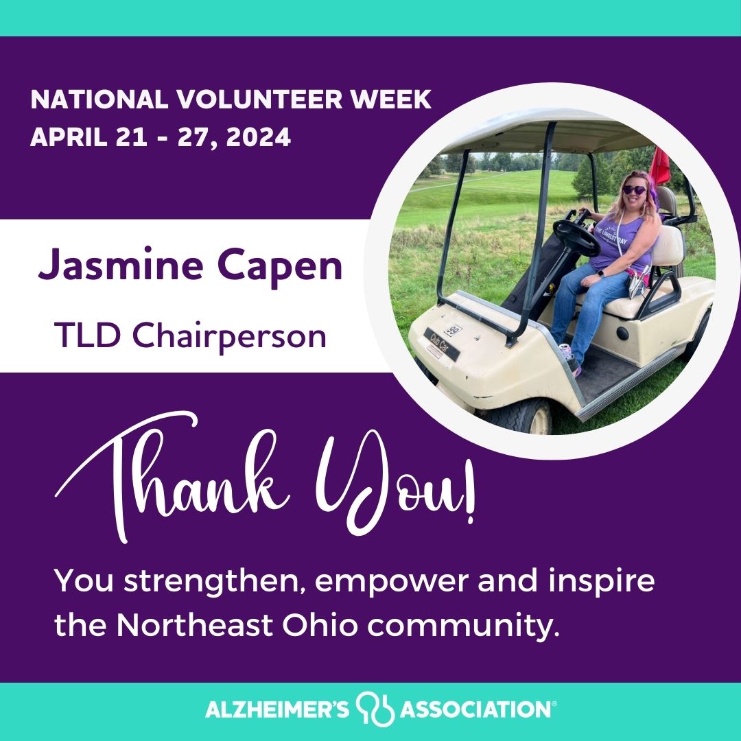 ALZGEO's tweet photo. In honor of #NationalVolunteerWeek, we are recognizing volunteers who help our chapters work toward our mission of a world without Alzheimer's. Our "queen of purple," Jasmine Capen, chairs The Longest Day in her grandmother's honor.

Thank you, Jasmine, for all you do! #ENDALZ https://t.co/V9XaCaJI8h