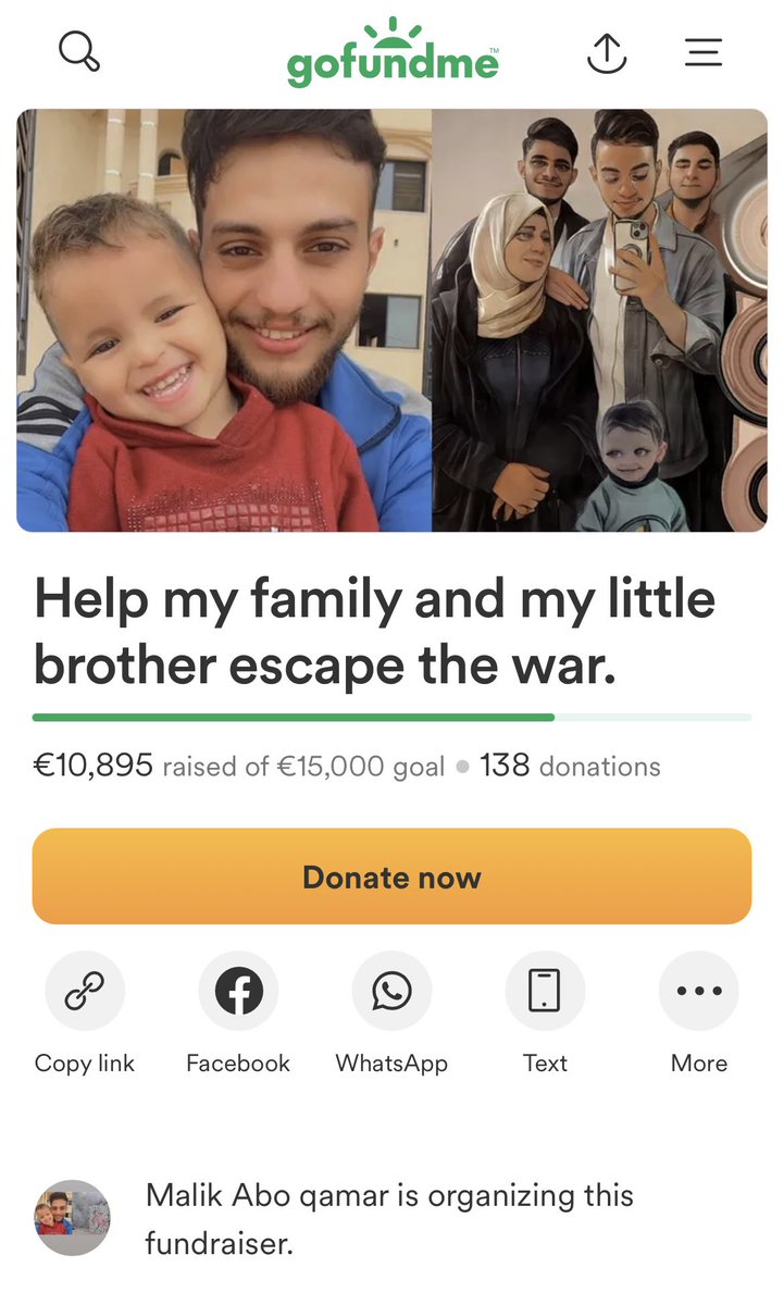 'Don't disappoint me; I promised my brother Ahmed that we would raise up to $11,000 today. Please donate so I can get Ahmed out of this terrible war💔. Do not underestimate the impact of $5 or $10.'🙏🕊️ GFM:gofund.me/56fb56e0