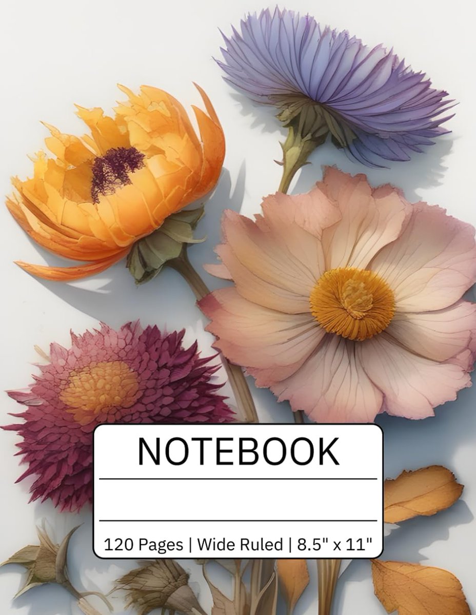 Wide Ruled Notebook: Watercolor Dried Flowers Cover | Letter Size (8.5' x 11'),120 Pages a.co/d/4t0H9l9