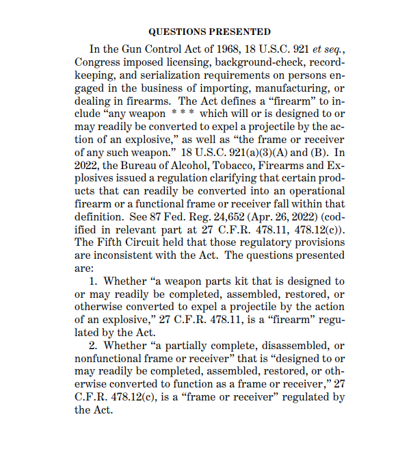 NEW: Supreme Court will consider Biden administration appeal over its 'ghost gun' rule next term. #SCOTUS supremecourt.gov/orders/courtor…