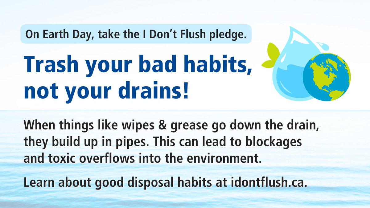 IDontFlushNews's tweet image. This #EarthDay (and every day!) help protect the environment by being careful what you put down your sinks and toilets. Things like wipes and grease are especially bad and can cause blockages that back up sewage into buildings, streets and the local environment. #idontflush