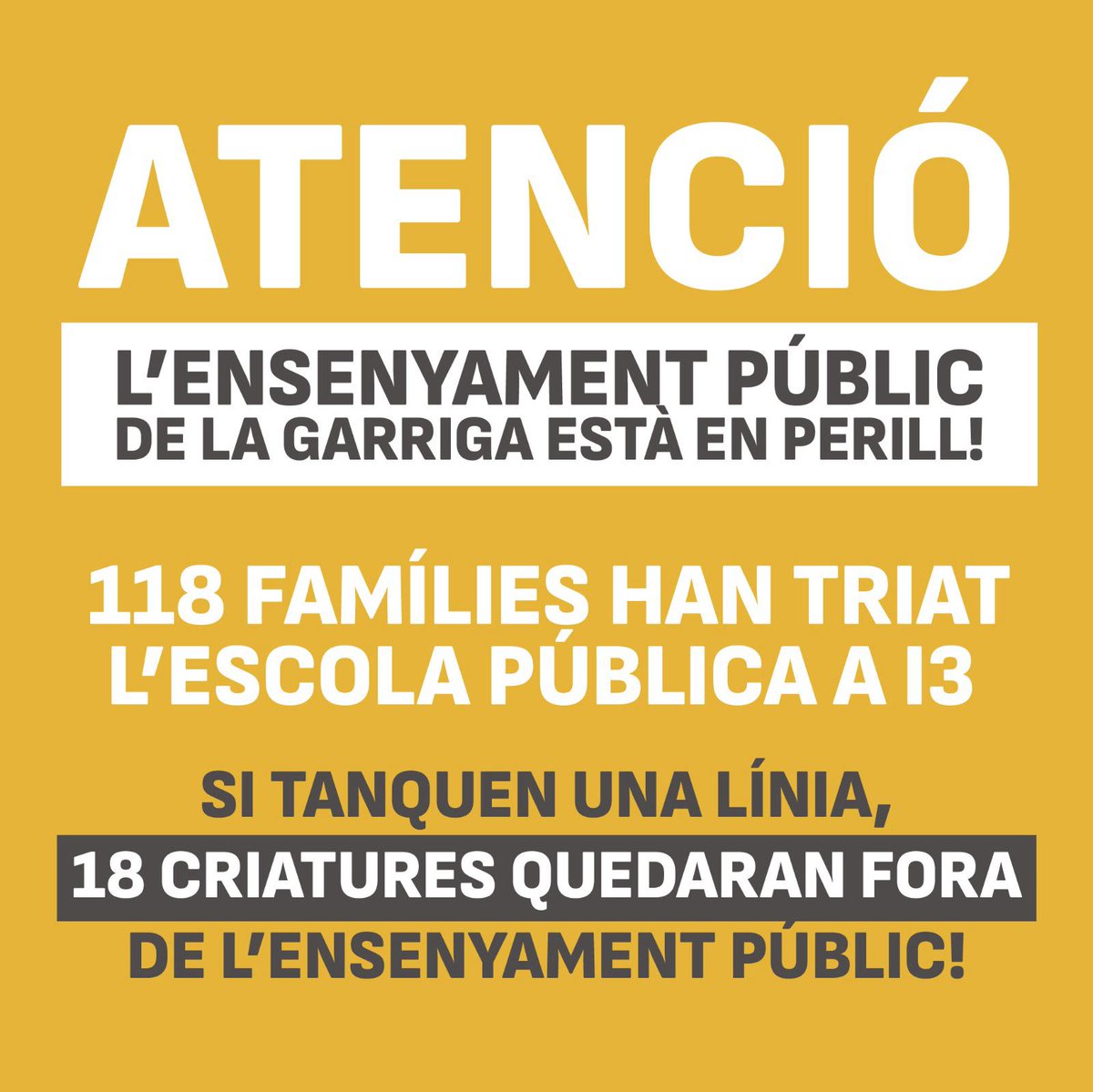 vanebic's tweet photo. Que no ens tanquin la pública! #lagarriga #noaltancamenti3lg @ajlagarriga @educaciocat https://t.co/Vk1sZ0hqu1