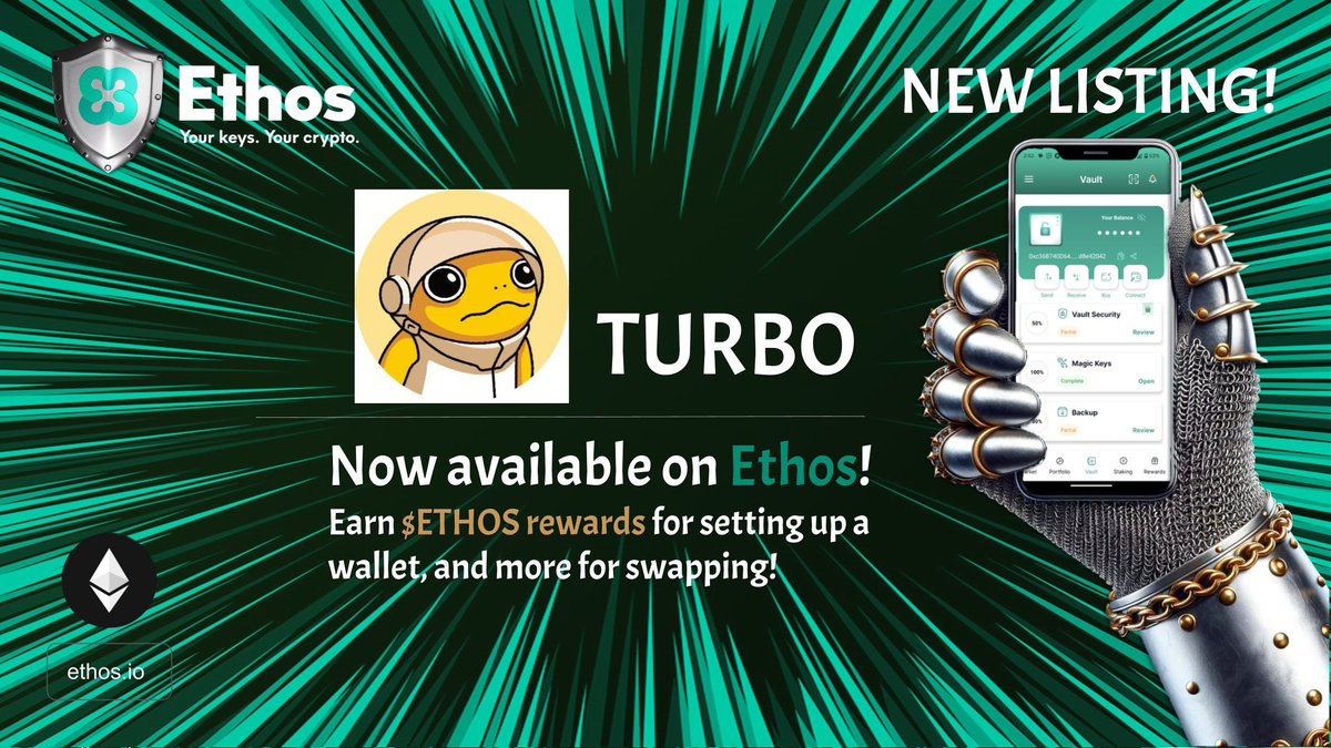 $Turbo got listed on @Ethos_io 🔥🚀 Buy now @TurboToadToken on a non custodial, multi chain, high security, trading app. 🔥🚀
