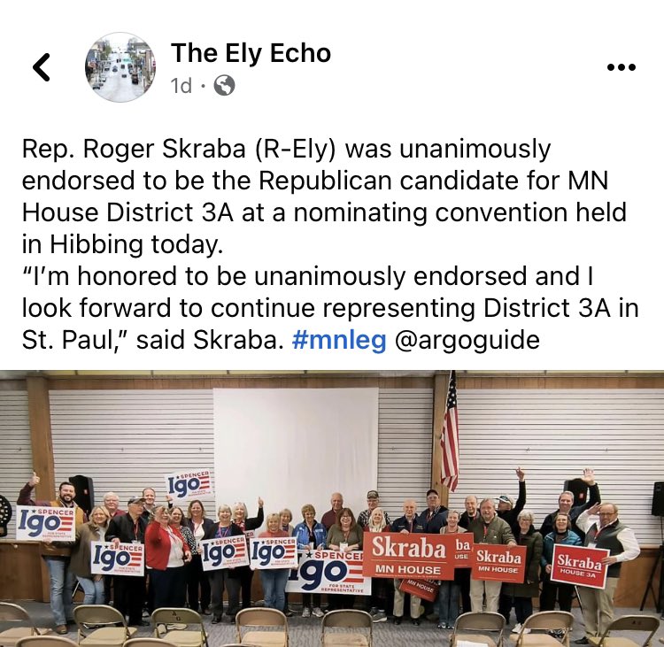 MNHD3BGOP's tweet photo. Hey northern Minnesota! Let’s work to ensure it’s Red on the Range! https://t.co/AkjjMJxyCn