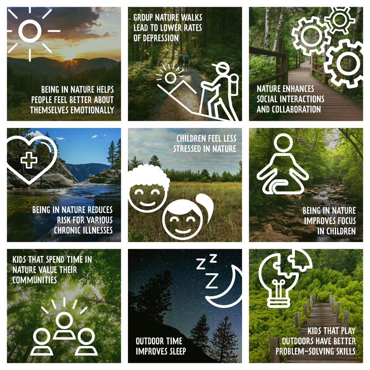 Happy Earth Day! 🌎 Today, we hope you take some time outside to learn, play, explore, reflect, or rest. Here are just a small handful of the many benefits found after being immersed in the outdoors. What's your favourite side effect of stepping beyond four walls?
