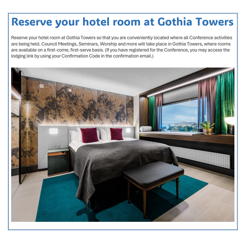 Reserve your hotel today for the World Methodist Conference in Gothenburg, Sweden 13-18 August!

booking.gothiatowers.com/reserve/e/bloc…