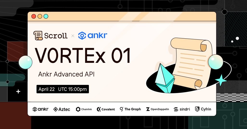 🎉 Join @Scroll_ZKP and Ankr today on Youtube at 3 PM UTC! Watch to learn the latest about how Ankr Advanced API can help you build applications on Scroll 📜 youtube.com/watch?v=kP1OUA…