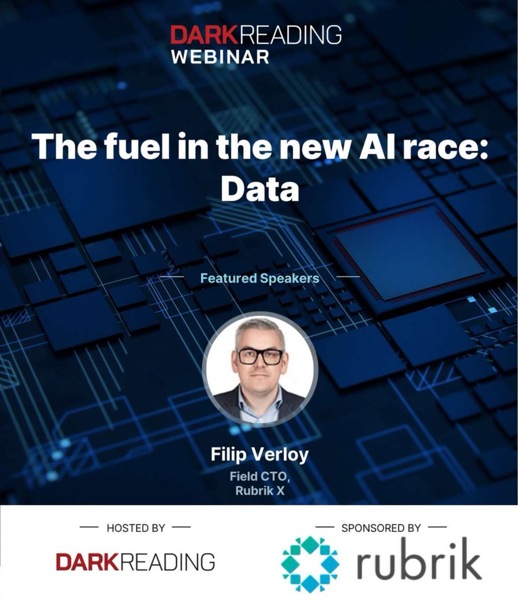 We are experiencing a global AI race to unlock new, knowledge-based capabilities at a scale never seen before. Join <a href="/RubrikInc/">Rubrik</a> Field CTO Filip Verloy for a special webinar to find out what security considerations need to be made when approaching #AI: rbrk.co/3VStNyd