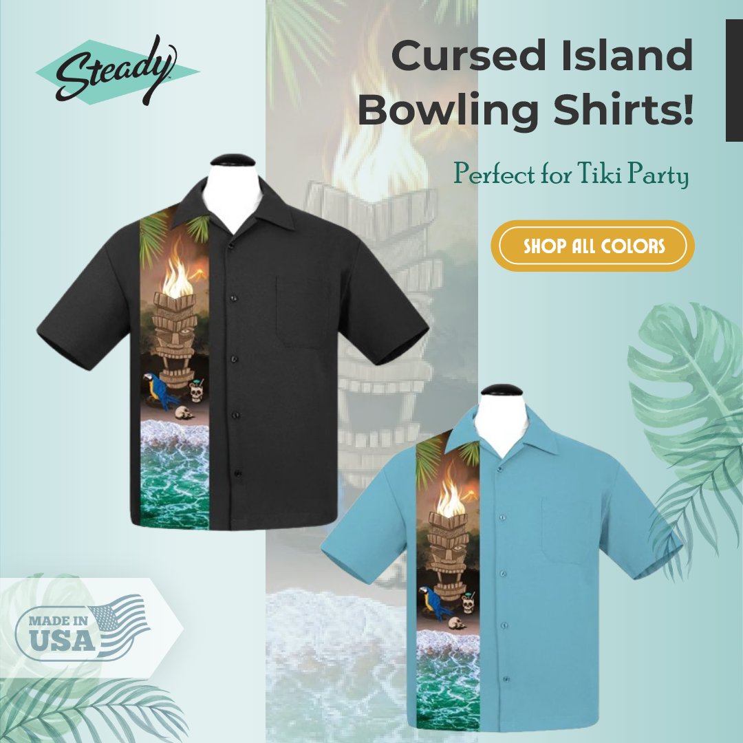 👕Ride the wave of fashion with our Cursed Island Bowling Shirts!🏄Dive into the sea of style and make a splash wherever you go. Shop All Colors!
tinyurl.com/4mkcd5hn
#CursedIsland #IslandVibes #TropicalFashion #bowlingshirt #vintage  #SummerStyle #madeintheusa #steadyclothing